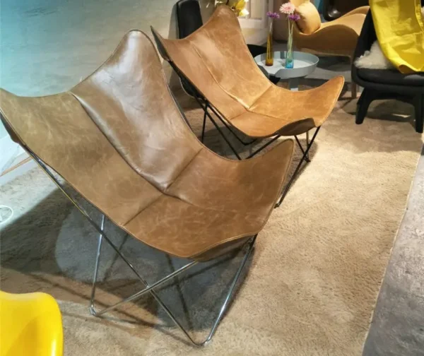Italy Famous design butterfly chair lounge chair leather powder coated steel living room chair - Image 5