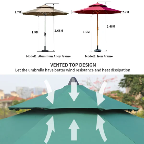 FEAMONT 9ft Polyester Beach used patio umbrellas Outdoor Umbrella Garden With Hand Crank Umbrella - Image 2