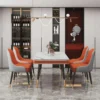 New Design Leather Dining Chair Marble Dining Table Set - Image 2