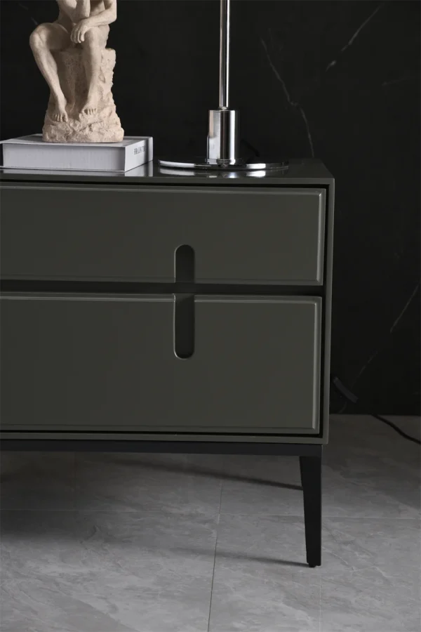 Modern Furniture Nightstands Italian Beside Cabinet Drawer Solid Grey Nightstand Bedside Table - Image 5