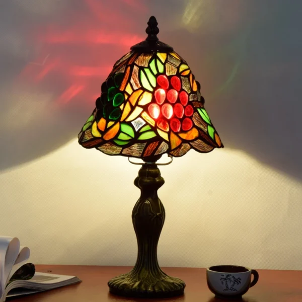 American Rural Vintage Grape Art Table Lamp Tiffany Stained Glass Bar Dining Room Bedside Small table lamp shade - Image 3