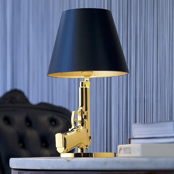 Restaurant hotel bedroom decorative standing table lamp resin made living room modern luxury gold gun shape table lamp - Image 2
