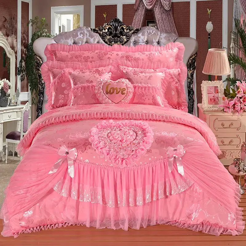 Korean-style cotton lace bedspread king size bedding bridal bed sheet bedding set wedding sexy bedding set