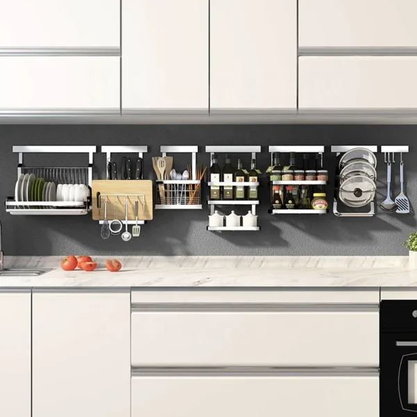 classic stainless steel kitchen set utensil Hanging storage wall mount folding Dish spice rack shelf corner shelves organizer - Image 2