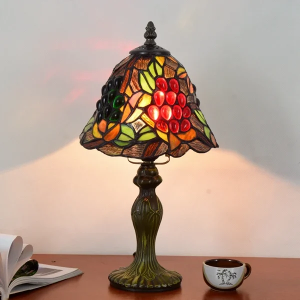 American Rural Vintage Grape Art Table Lamp Tiffany Stained Glass Bar Dining Room Bedside Small table lamp shade - Image 4
