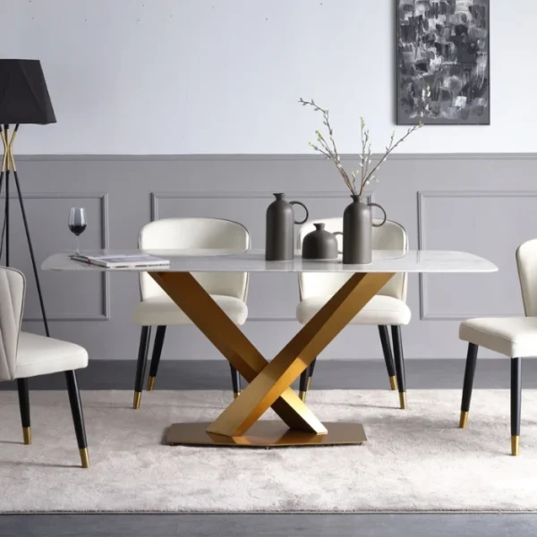 Factory Hot Sale 6 Seat  Chair Sintered Stone Top Dinning Set Modern Dining Table - Image 2