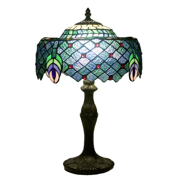 LongHuiJing Dragonfly Stained Glass Desk Lamps Multicolored Brown Table Lamp handmade stained glass Wisteria lampshade lights - Image 6