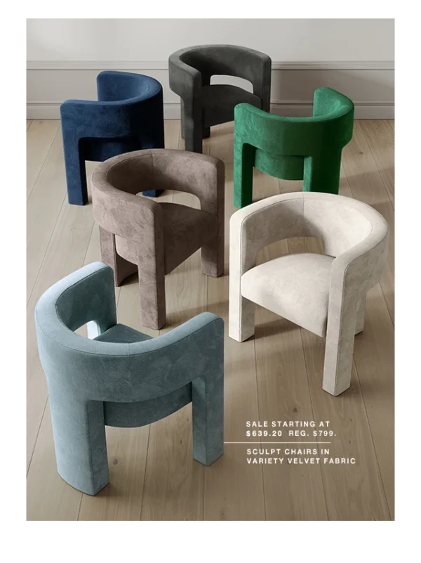 Modern design sculpt chair Dining Chair fabric upholstered living room furniture lounge chair - Image 3