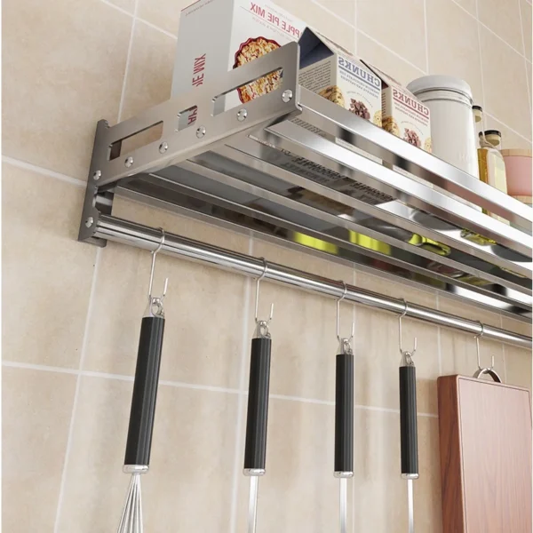 stainless steel metal kitchen shelf wall mounted rack microwave oven stand - Image 5