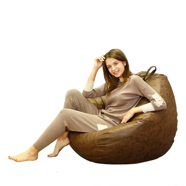 Modern big outdoor indoor gaming pouf thick retro brown fabric giant beanbag chair sofa ottoman cover without filler - Image 5