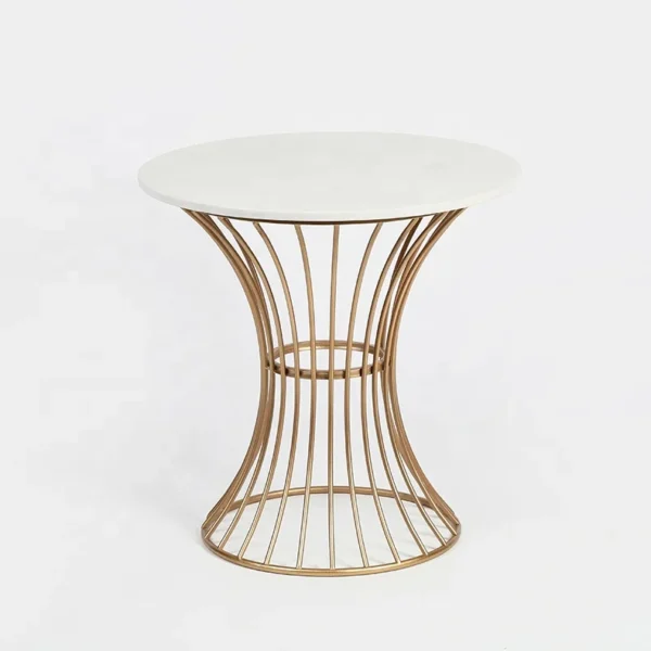 White Round Modern Nordic Center Coffee Side Table Home Furniture Dining Table Base Gold Nordic Style European 2pcs 52*52*60cm - Image 5