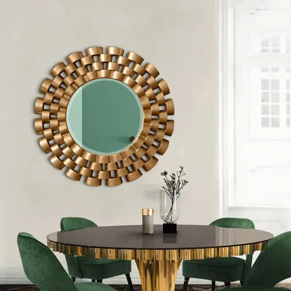 80*80cm Factory Supply Retro Large Size Gold Living Room Decoration Mirror Home Round Wall Hanging Wall Mirror - Image 5