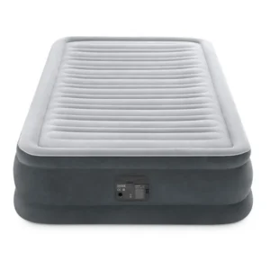 Intex 67766 Stripe Flocking Deluxe Grey & White Twin Dura-Beam Series Mid Rise Airbed with Bip