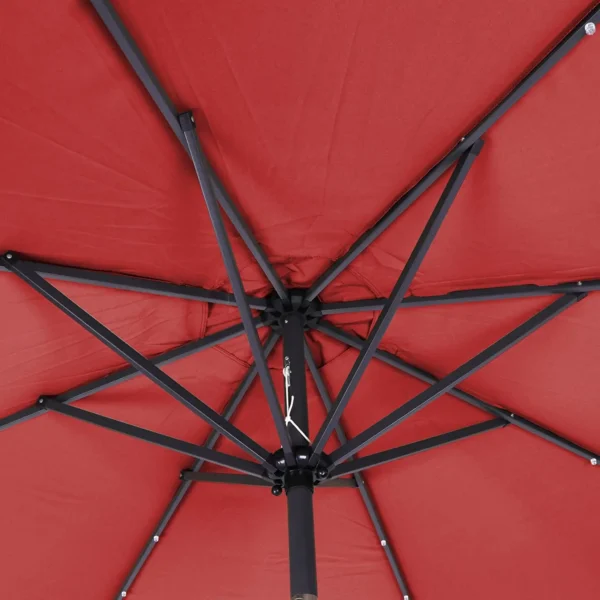 Steel solar beach garden patio umbrella outdoor with LED lights - Image 2