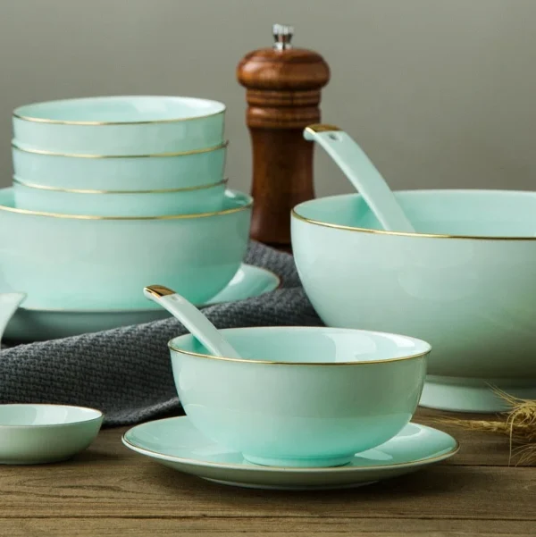 56PCS Household kitchen gadgets Jingdezhen Porcelain Bowl Dish Ceramic Dinner set Bone China Tableware Set