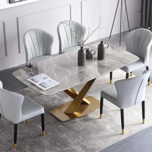 Factory Hot Sale 6 Seat  Chair Sintered Stone Top Dinning Set Modern Dining Table - Image 6