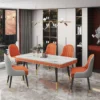 New Design Leather Dining Chair Marble Dining Table Set - Image 4