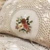 Wedding KING SIZE bedding sets 3 pieces designer Hand crochet ribbon embroidery bed sheets set - Image 4