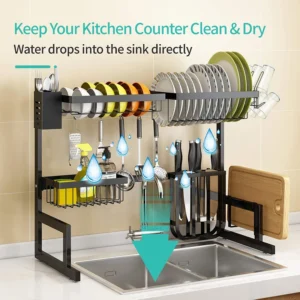 Dish Drying Rack Over The Sink -Adjustable Large Dish Rack Drainer for Kitchen Organization Storage Space Saver Shelf Holder