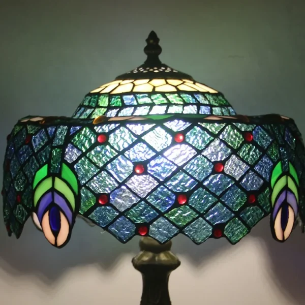 LongHuiJing Dragonfly Stained Glass Desk Lamps Multicolored Brown Table Lamp handmade stained glass Wisteria lampshade lights - Image 4
