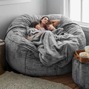 Giant Washable Soft Fluffy Faux Velvet Big Lazy 6ft Sofa Bed Kids Bean Bag Cover Fabric Living Room Chair