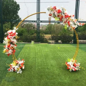 Double arch outdoor wedding background decorative arch artificial flower stand