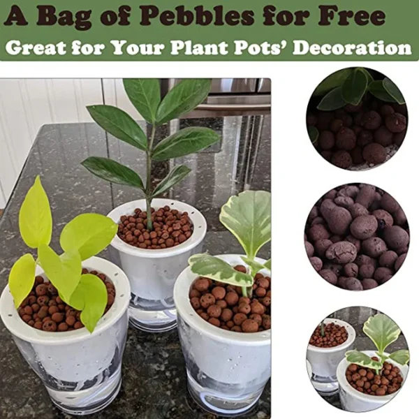 3.2 Inch Self Watering Flower Pot Modern Decorative Plastic Planter with Extra Large Water Storage for House Plants - Image 3