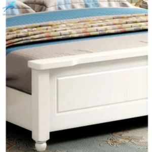 Nordic Style Bedroom Furniture White Color Practical King Size Wood Bed Frame