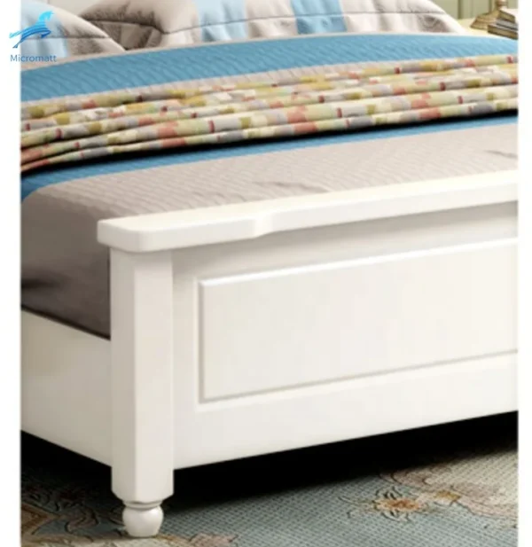 Nordic Style Bedroom Furniture White Color Practical King Size Wood Bed Frame