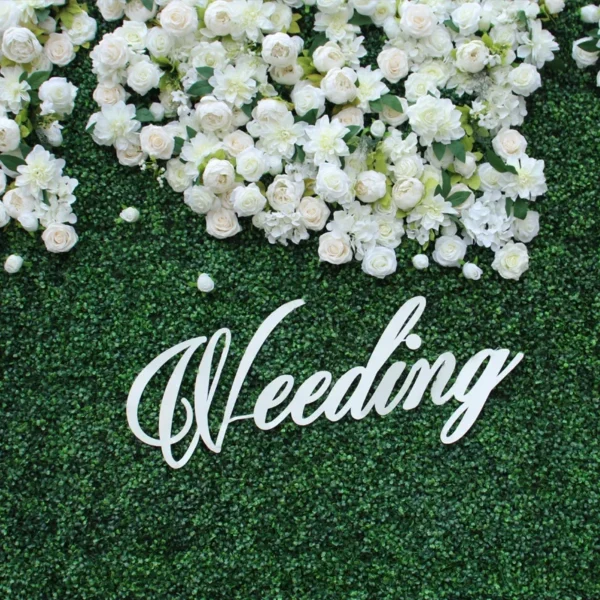 Cloth Plant Wall White Artificial Rose Roll Up Fabric Green Turf Outdoor Wedding Backdrop Flower Wall Party Props Window Display - Image 3