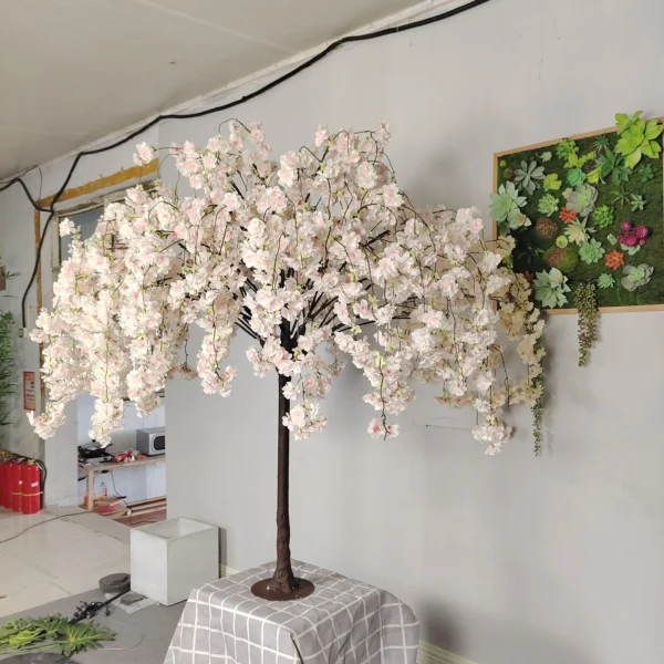 O-X502 Wedding Events Decorations Table Tree White Pink Artificial Cherry  Blossom Tree Indoor Outdoor 5ft Cherry Blossom Tree - Image 5