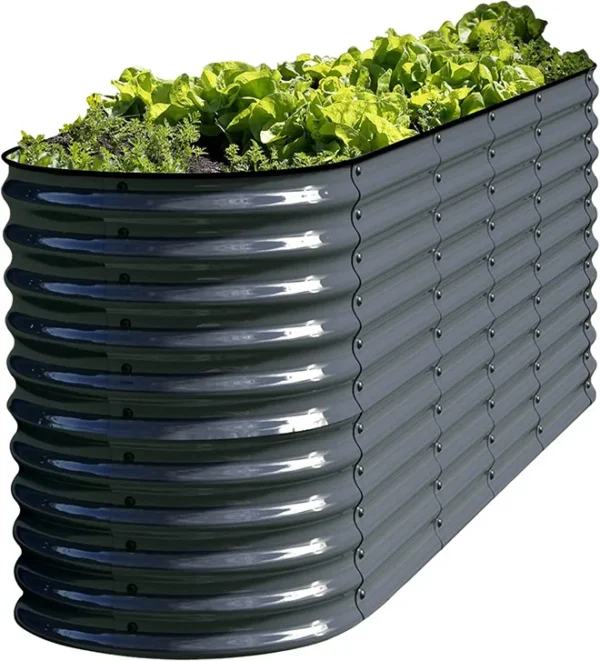Dropship 32" Tall 12N1 Garden Raised Bed Kits Galvanized Planter Box Outdoor Oval for Herbs and Flower - Image 6