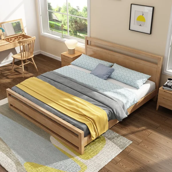 upholstered popular thick wooden frame simple design comfortable fabrics leather large size bedroom household furniture soft bed - Image 4