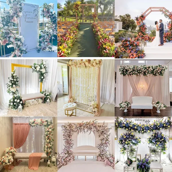 GIGA outdoor wedding arch backdrop metal golden flower frame arch stand metal arched doors - Image 5