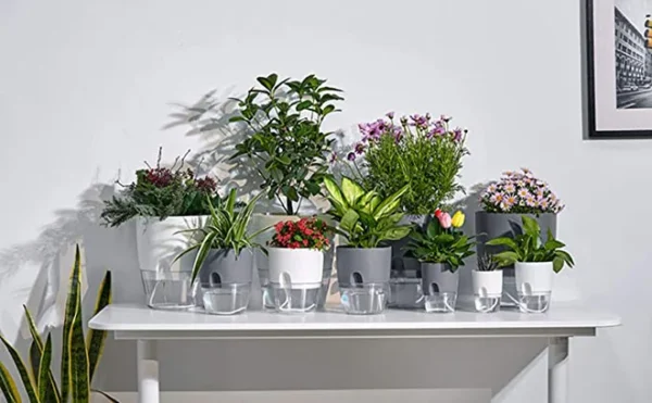 3.2 Inch Self Watering Flower Pot Modern Decorative Plastic Planter with Extra Large Water Storage for House Plants - Image 4