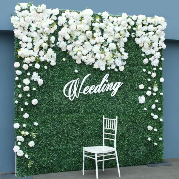 Cloth Plant Wall White Artificial Rose Roll Up Fabric Green Turf Outdoor Wedding Backdrop Flower Wall Party Props Window Display - Image 5