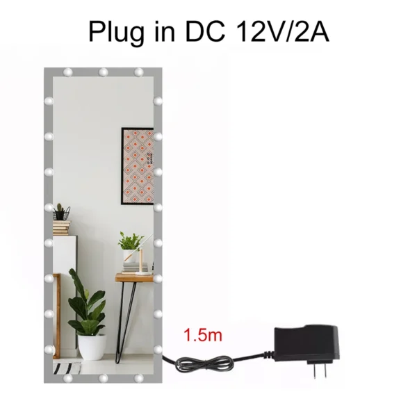 LED Large Over Wall Mounted Standing Floor Body Vanity Full Length Mirror with lights bulbs for Bedroom - Image 4