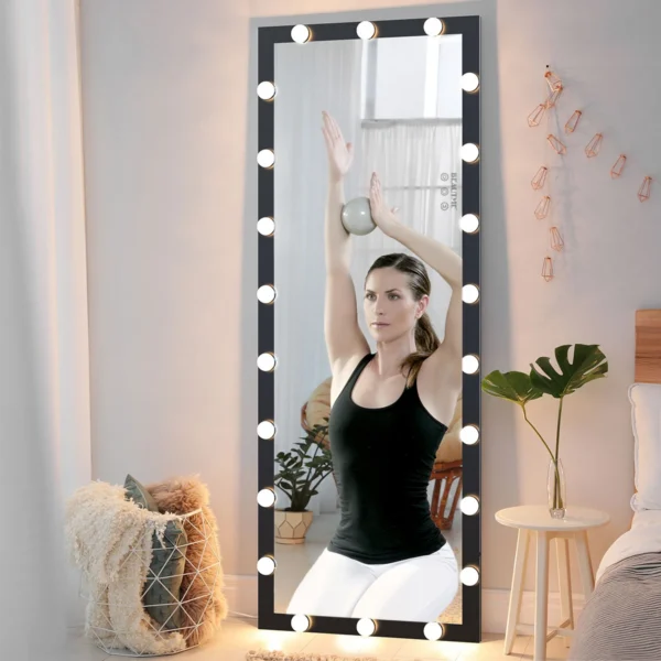 LED Large Over Wall Mounted Standing Floor Body Vanity Full Length Mirror with lights bulbs for Bedroom - Image 6