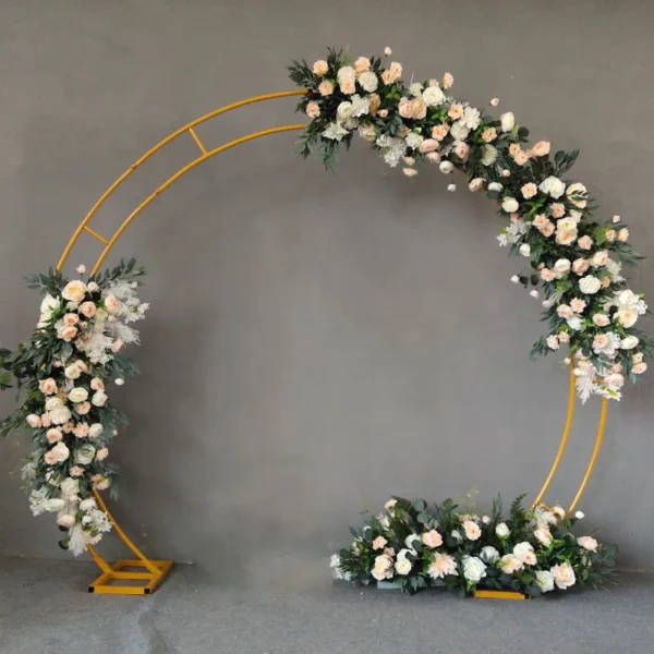 Double arch outdoor wedding background decorative arch artificial flower stand - Image 2