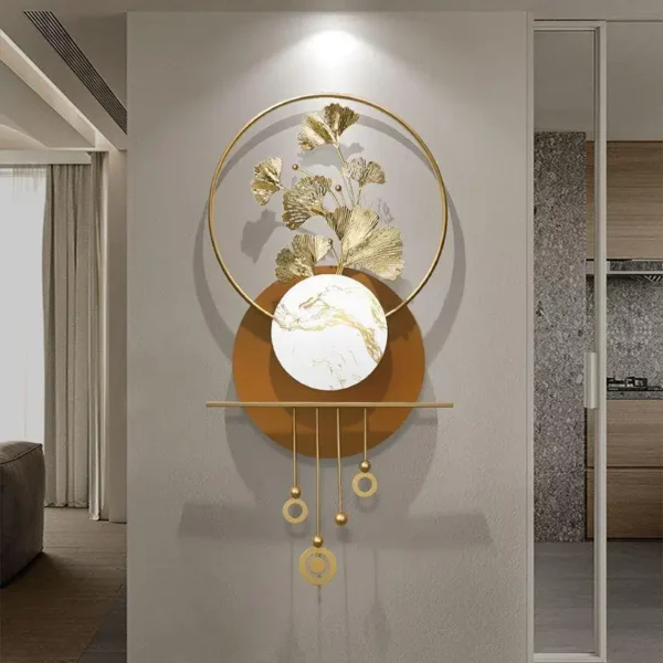 Modern 3d metal wall art decor handmade large ginkgo leaves wall hanging art sculpture wall decor items for living room - Image 2