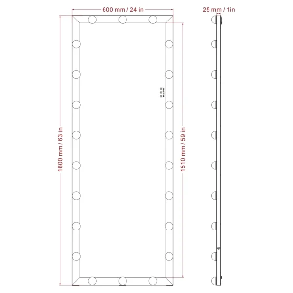 LED Large Over Wall Mounted Standing Floor Body Vanity Full Length Mirror with lights bulbs for Bedroom - Image 5
