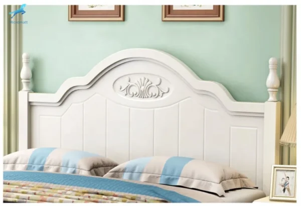 Nordic Style Bedroom Furniture White Color Practical King Size Wood Bed Frame - Image 4