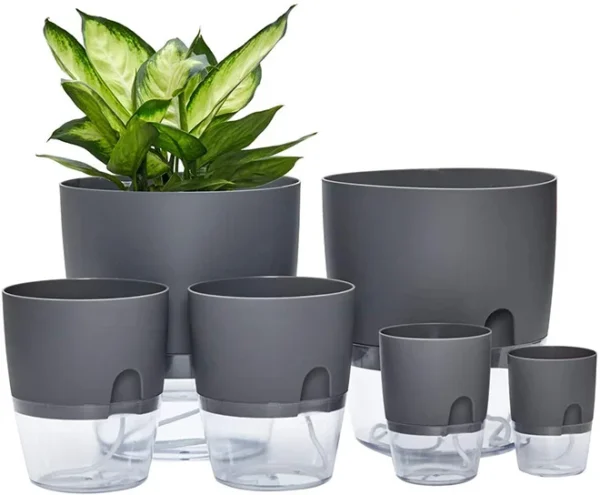3.2 Inch Self Watering Flower Pot Modern Decorative Plastic Planter with Extra Large Water Storage for House Plants - Image 6