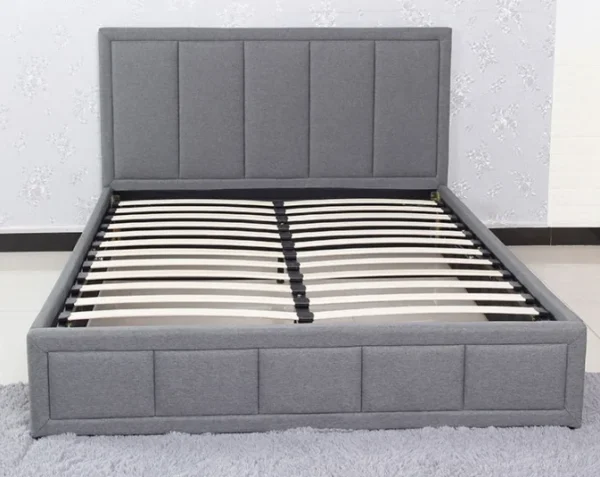 Grey fabric full bed frame with mesh soft head board and tail - Image 4