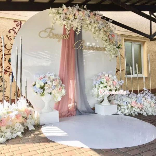 Wrought iron ring arch birthday wedding background decor artificial flower stand outdoor lawn shelf - Image 5