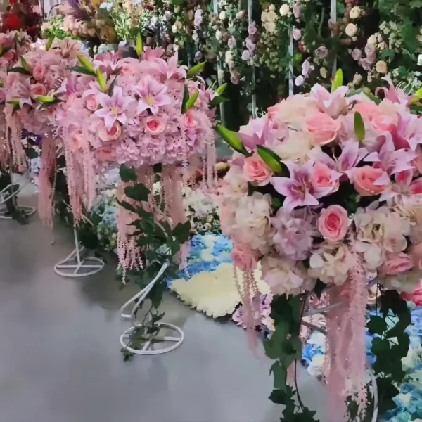 High quality best-selling wedding arch pink peony artificial rose arch outdoor wedding decorations - Image 2