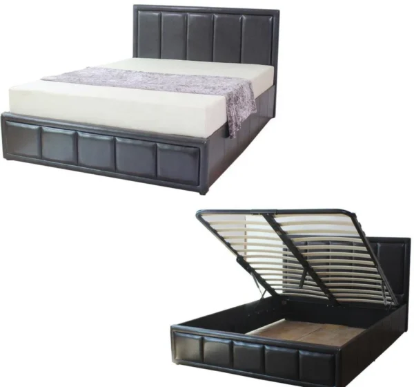 Grey fabric full bed frame with mesh soft head board and tail - Image 6