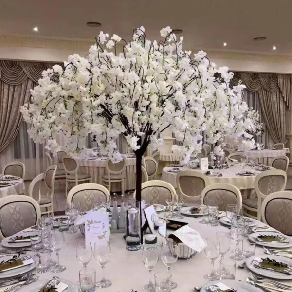 O-X502 Wedding Events Decorations Table Tree White Pink Artificial Cherry  Blossom Tree Indoor Outdoor 5ft Cherry Blossom Tree - Image 6