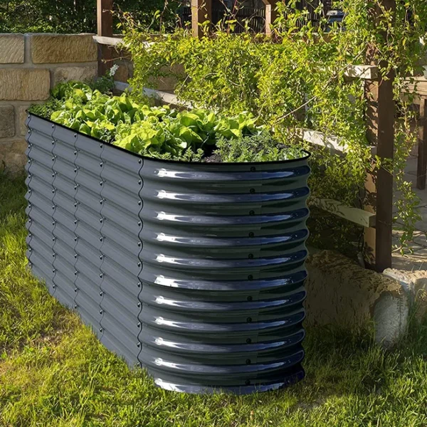 Dropship 32" Tall 12N1 Garden Raised Bed Kits Galvanized Planter Box Outdoor Oval for Herbs and Flower - Image 2