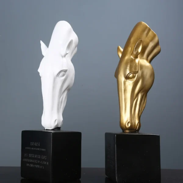 Porch Sculpture Decoration Resin Crafts Artifact Office Home Accessories Horse Head Sculpture Resin Craft Ornament - Image 3